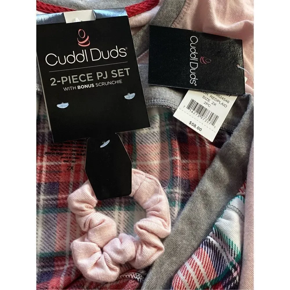 Cuddl Duds Women’s 2X 3-pc. Knit Long Sleeve Pajama Top, Banded Bottom Pajama Pa - Picture 5 of 6